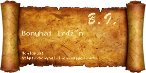 Bonyhai Irén névjegykártya